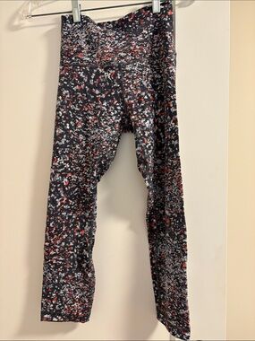 lululemon athletica Black Leggings with Red & White Speckle Print